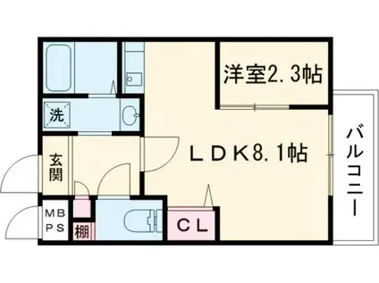 シーエムトワ(1LDK/1階)の間取り写真