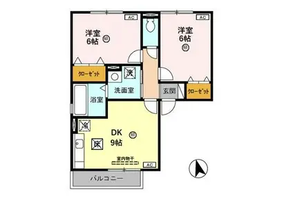 アメニティB(2DK/2階)の間取り写真