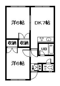 大雪スカイコーポ(2DK/2階)の間取り写真
