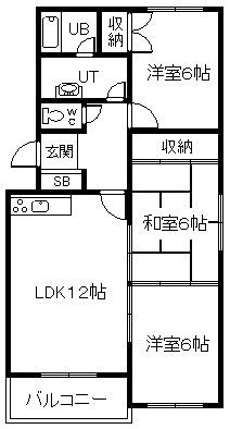 エーコーあけぼの(3LDK/3階)の間取り写真