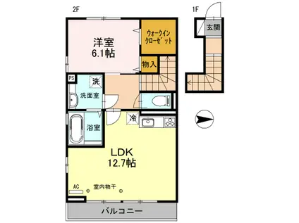 BREEZE谷塚(1LDK/2階)の間取り写真