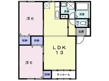 キーウエスト B(2LDK/2階)の間取り写真