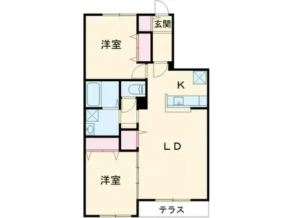 NOVガーデンハウス谷田部 G棟(2LDK/1階)の間取り写真