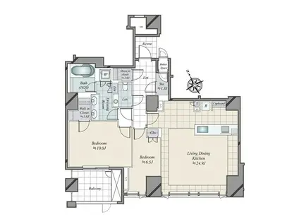 パークマンション鳥居坂(2LDK/1階)の間取り写真