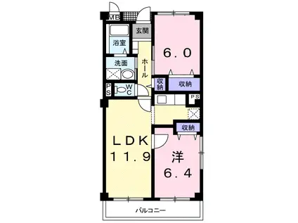メイプルガーデン(2LDK/2階)の間取り写真