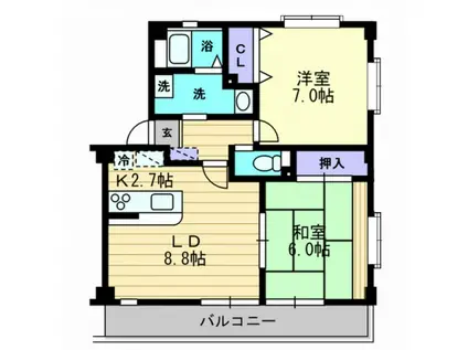 サンモール北竹島(2LDK/3階)の間取り写真