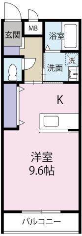 プレジデント那賀川(1K/2階)の間取り写真