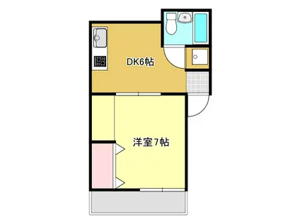 スカイハイツIII(1DK/4階)の間取り写真