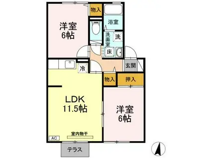 セジュールK(2LDK/1階)の間取り写真