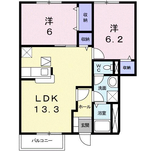 サンブリーゼ東山A(2LDK/1階)の間取り写真