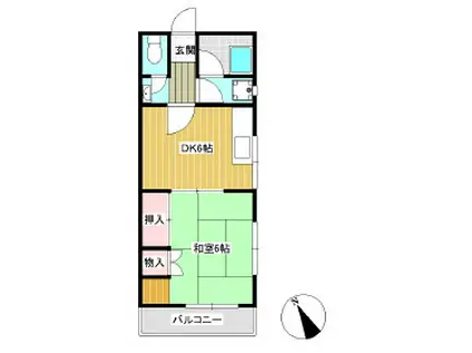 コーポ熊谷B棟(1DK/2階)の間取り写真