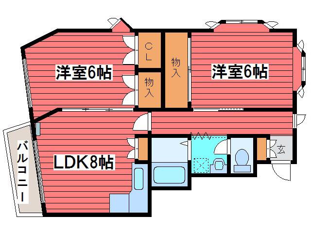 センチュリー宮北ビル(2LDK/3階)の間取り写真