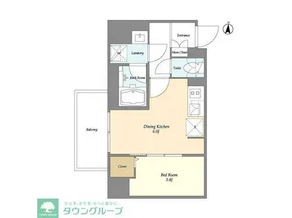 グランカーサ菊川(1DK/9階)の間取り写真