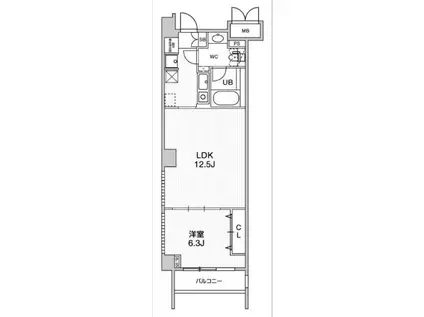 六本木デュープレックスエムズ(1LDK/3階)の間取り写真
