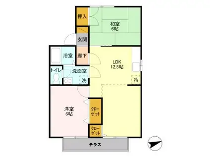 セジュール昭和(2LDK/1階)の間取り写真