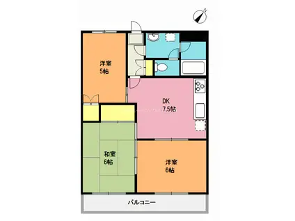 サンスクエアウチヤマ(3DK/2階)の間取り写真