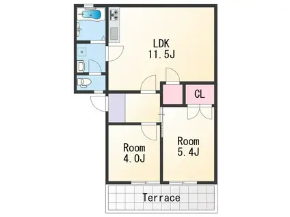 ラ・サルデーヌ(2LDK/1階)の間取り写真