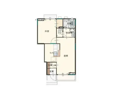 ジョイフレンドA棟(1LDK/1階)の間取り写真