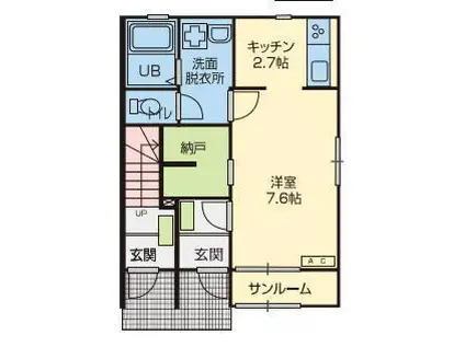 LUCIA鬼柳 B棟(1K/1階)の間取り写真