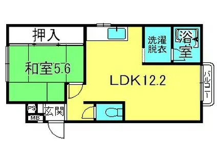 大橋ハイツ(1LDK/2階)の間取り写真