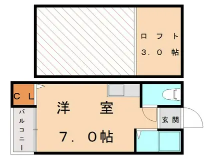 チェリーハイツ(ワンルーム/1階)の間取り写真