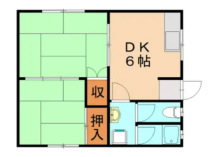 中央マンション(2DK/2階)の間取り写真