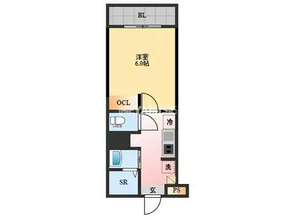 デ・クメール寺町通(1K/2階)の間取り写真