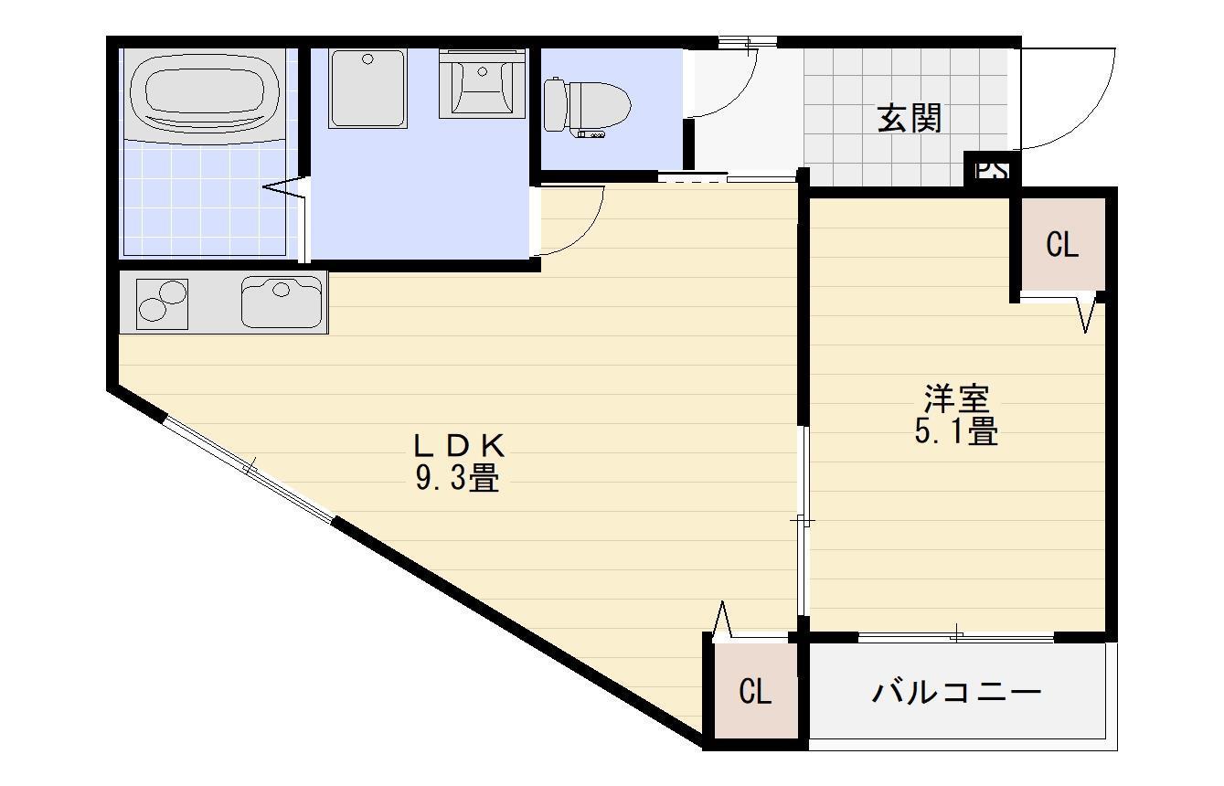 SHIMANAMI HILLS(1LDK/1階)の間取り写真