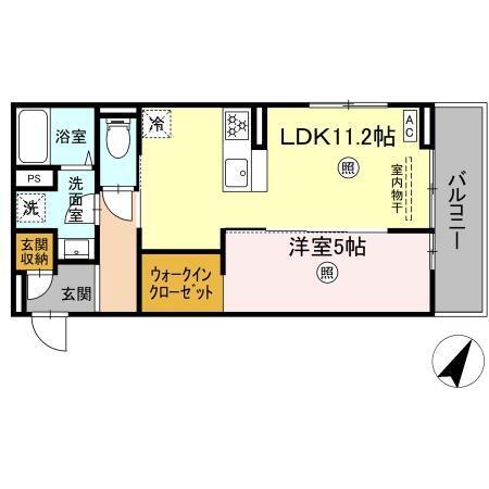 PREMILIFE下郡東(1LDK/3階)の間取り写真