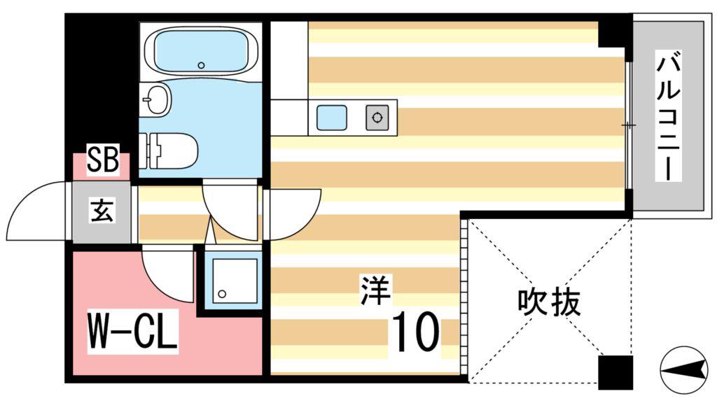 ホープ芦屋(ワンルーム/2階)の間取り写真
