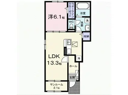 ホップV A(1LDK/1階)の間取り写真