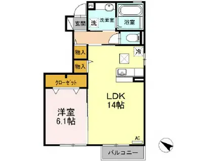 ボンシック3番館(1LDK/1階)の間取り写真