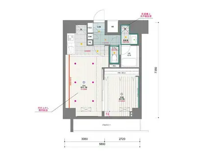 ドゥーエ月島(1LDK/4階)の間取り写真