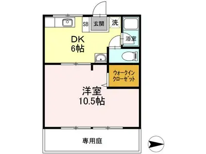 コーポ母恩(1DK/1階)の間取り写真