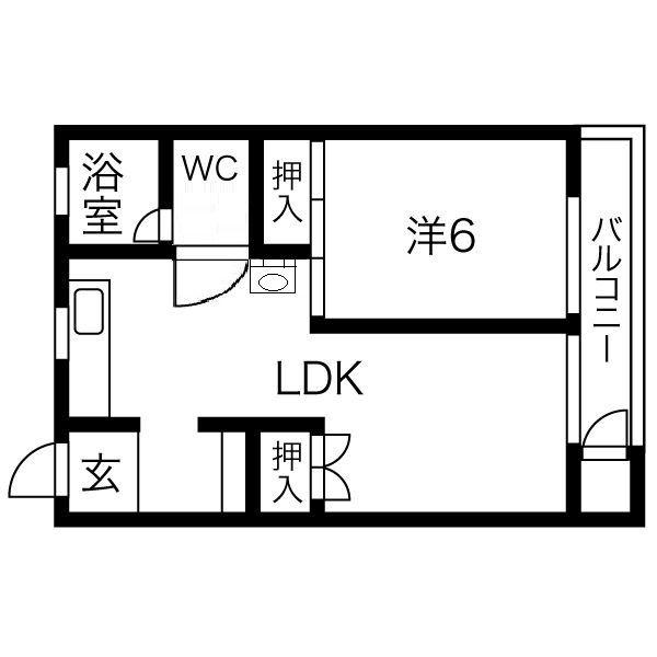 メゾン岐阜北(1LDK/4階)の間取り写真