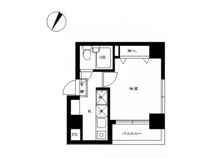 スカイコート新宿曙橋第2(1K/4階)の間取り写真