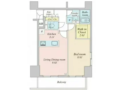 プラウドフラット神楽坂II(1LDK/8階)の間取り写真