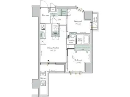 ワンルーフレジデンス台東根岸(2DK/2階)の間取り写真