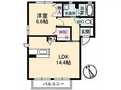 ダンデライオン C棟(1LDK/1階)の間取り写真