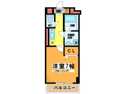 ディクオーレ仙川(1K/2階)の間取り写真