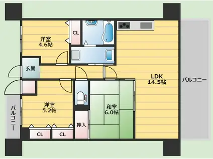 ルミエール西緑丘(3LDK/4階)の間取り写真