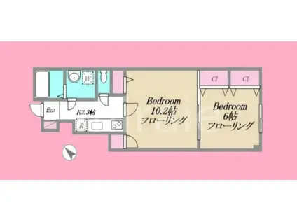 ミルクリーク古淵(2K/1階)の間取り写真