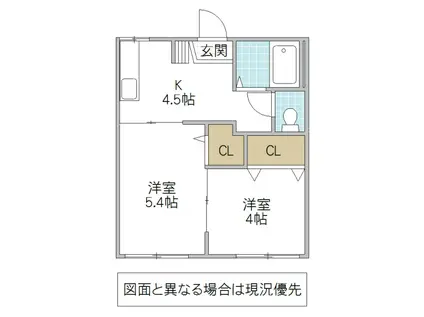 コーポ・美樹(2K/2階)の間取り写真