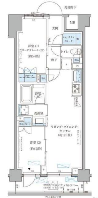 パークアクシス文京本郷(2LDK/7階)の間取り写真