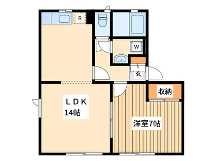 オストベルグ・ミヤコB(1LDK/1階)の間取り写真