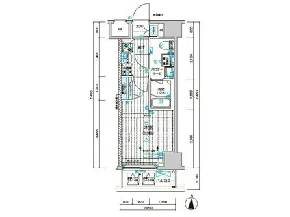 メインステージ千住中居町(1K/7階)の間取り写真