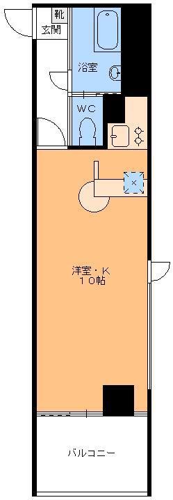 グラスパティオ(ワンルーム/10階)の間取り写真