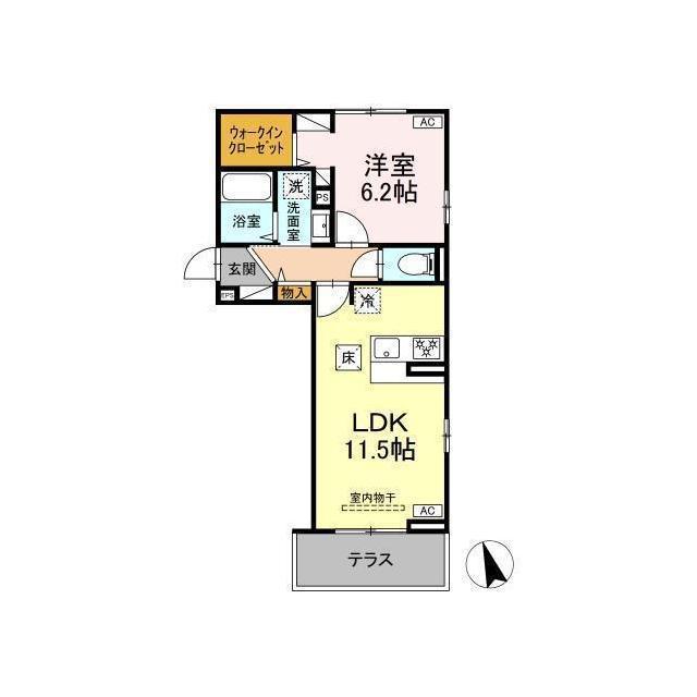 D-ROOM ヴィラH&H(1LDK/1階)の間取り写真