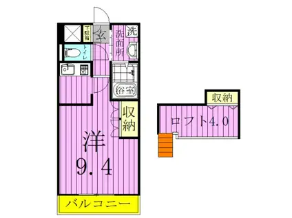グリーンキャッスルII(1K/2階)の間取り写真