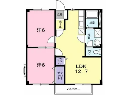 パークサイド(2LDK/2階)の間取り写真